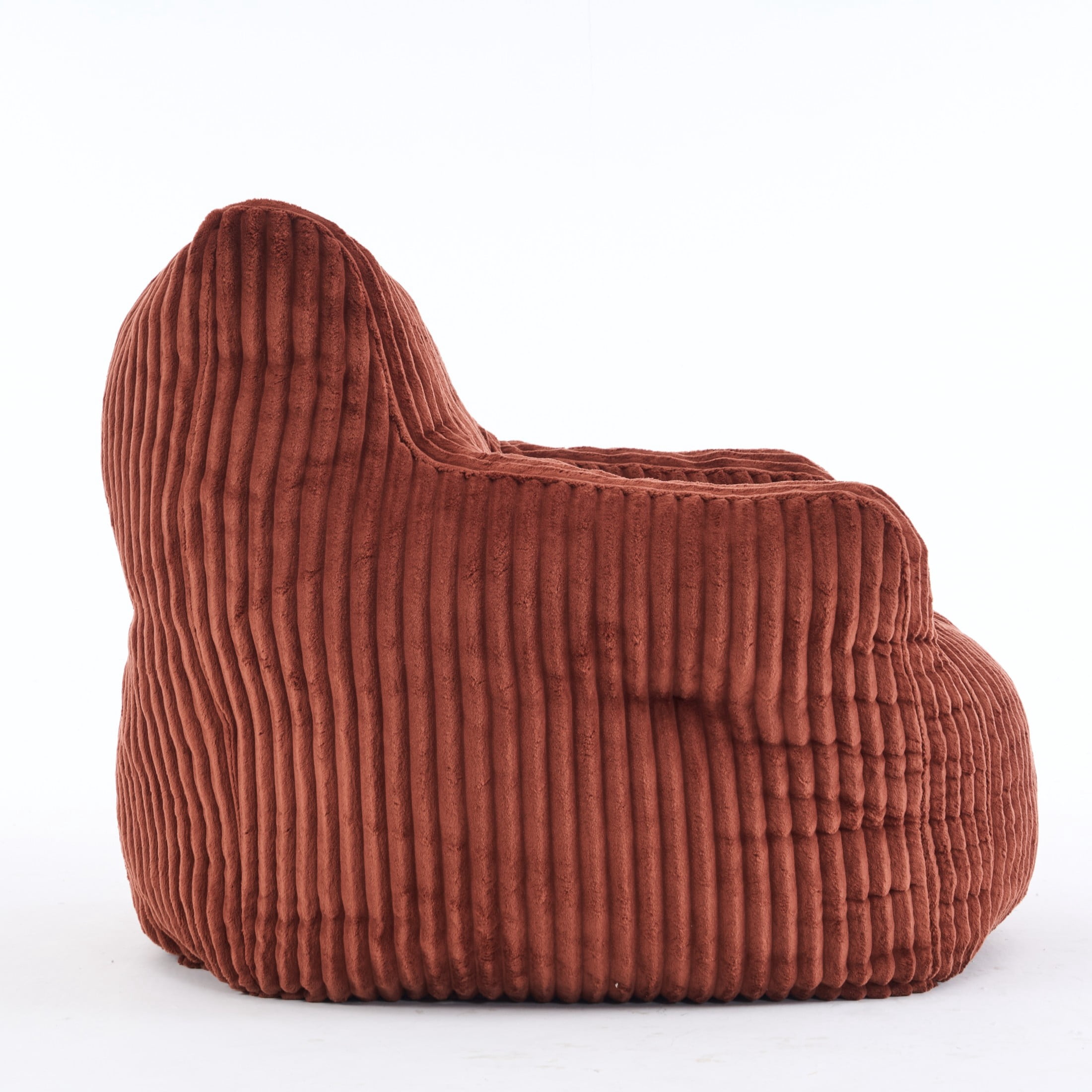 Noble House Solley 39" Fluffy Corduroy Bean Bag Chair, Memory Sponge Floor Lounger Accent Seat for Living Room, Red