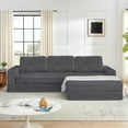 thumbnail image 4 of SOULART 112.6" Cloud Couch, Gray Modern L-Shape Sectional Sofa, Convertible Sleeper Sofa Bed, Soft Corduroy Fabric Modern Couch for Living Room, 4 of 12