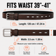 thumbnail image 3 of TRISJEM Men's Double Prong Belt, Big & Tall 39"-41" Waist, Textured PU Leather Belt with Breathable Elongated Slots, Adjustable Casual Work Belt for Jeans Work Pants, Black Dark Brown Orange, 3 Color, 3 of 8
