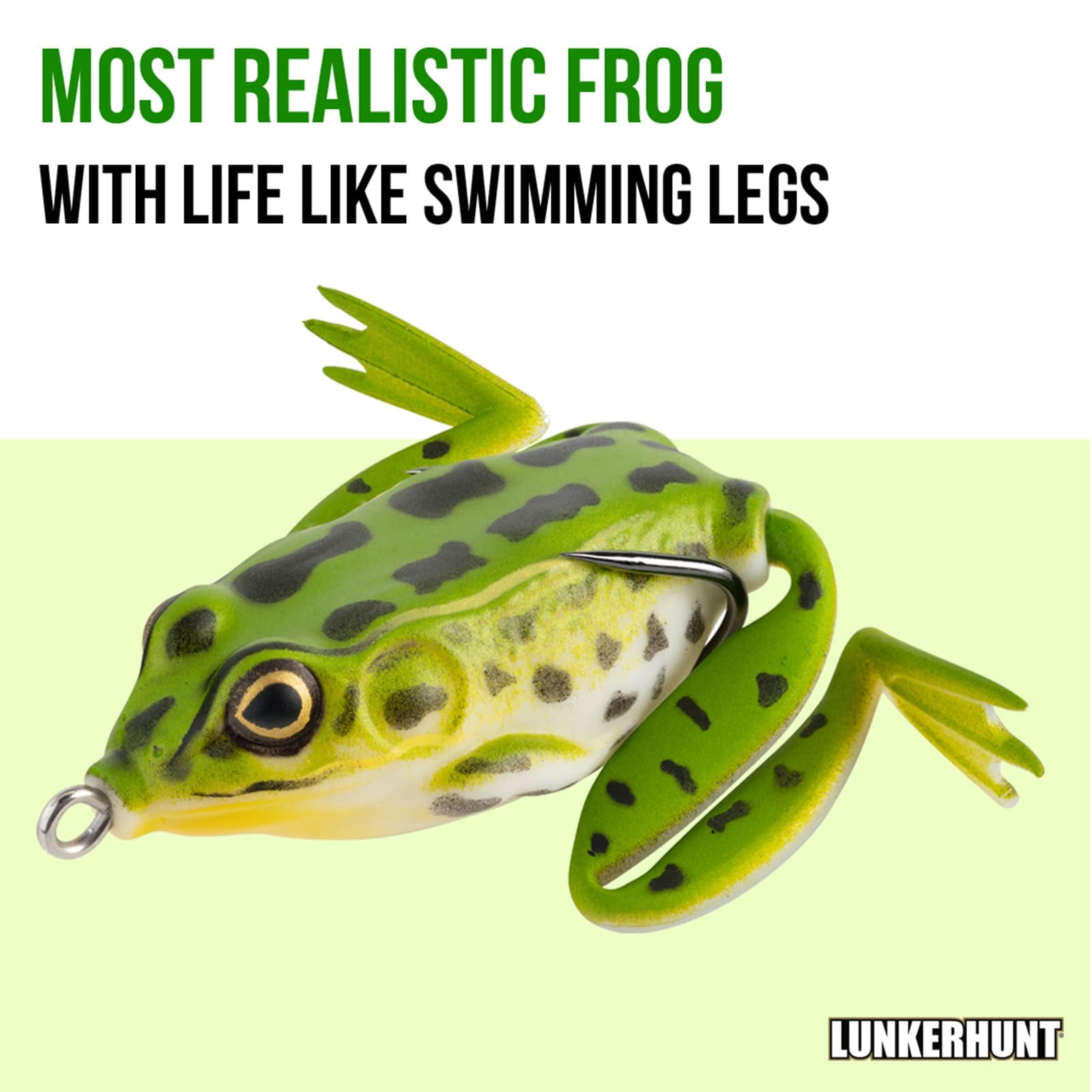 (2 pack) Lunkerhunt Hollow Body Lunker Frog 2 1/4" 1/2oz Green Tea LF01