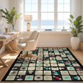 thumbnail image 3 of Design&I 8'x10' Washable Area Rug Vintage Vinyl Record Collage With Nostalgic Distressed Label Art for King Size Bedroom, Under Bed, Sleek Flatweave Pet Friendly, 3 of 7