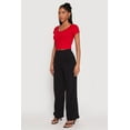 thumbnail image 3 of Women's Waffle Knit Short Sleeve Crop Top, 3 of 4