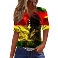 thumbnail image 1 of DPTALR Haut/chemise à Manches Trois-Quarts Imprimé pour Femmes, Col en V, Manches 3/4, 1 of 5