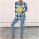 thumbnail image 1 of Puntoco Traje Casual De Mujer Con Cuello Redondo Y Manga Larga Estampado + Pantalón Largo Azul Cielo M, 1 of 5