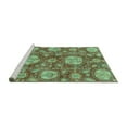 thumbnail image 2 of Ahgly Company Machine Washable Indoor Round Abstract Turquoise Blue Modern Area Rugs, 3' Round, 2 of 4