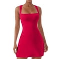thumbnail image 1 of Robe Corsage à Encolure Carrée pour Femme - Robe Mini Évasée Extensible Sans Manches Type Camisole pour Fête et Boîte de Nuit, 1 of 5