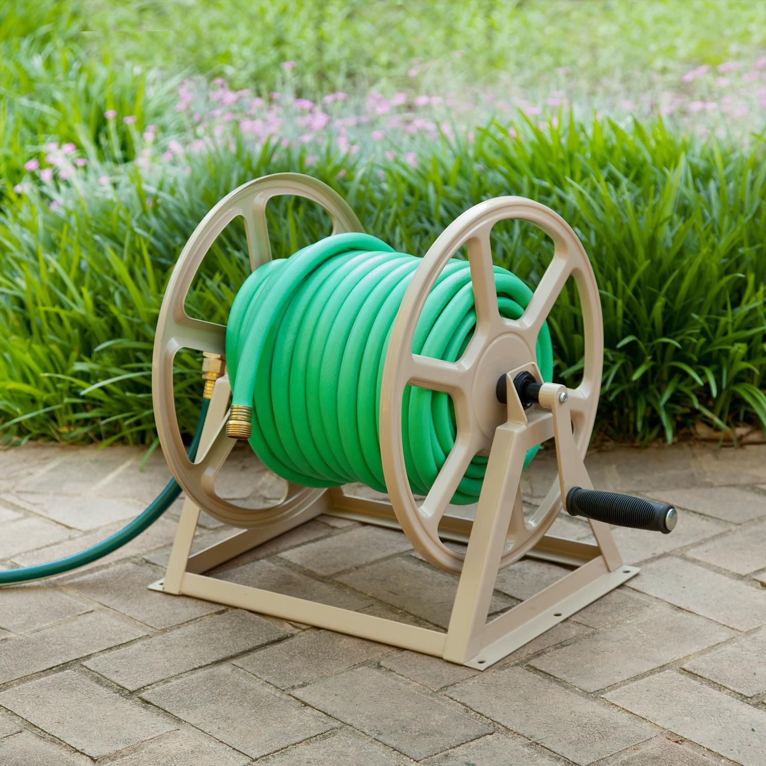 Liberty Garden 709 Steel Wall/Floor Mounted Hose Reel - Tan