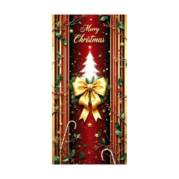 HCBY Merry Christmas Door Cover New Year Decorations Xmas Background Banner Xmas Door Hanging Covers for Front Porch Home Indoor Outdoor New Year Decoration (Comprehensive#28)