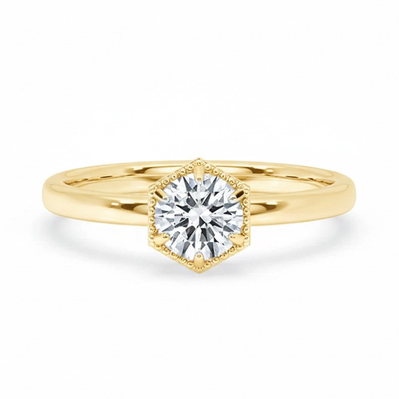 0.25 to 3 Carat Round Brilliant E VS1 Lab Grown Diamond Milgrain Bezel Ring
