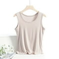 thumbnail image 2 of HVOBTTY Womens Summer Comfy Beach Plus Size Fashion Solid Color Sleeveless Round Neck Slim Soft Lightweight Versatile Daily Basic Tank Top Beige ,XXL, 2 of 5