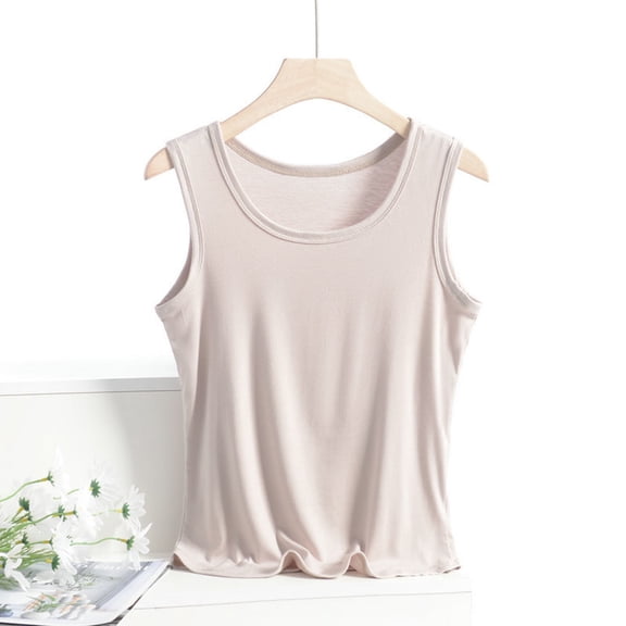 Blmnix Womens Camisole Tank Tops Wide Strap Plus Size Tank Top Beige Sleeveless Crew Neck Summer Tank Tops