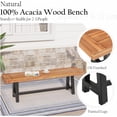 thumbnail image 4 of CHTER Outdoor Bench Garden Bench Wood 63", Patio Dining Bench Weatherproof, Wooden Park Front Porch Benches for Outside, Backless Acacia Wood Bench Long Narrow Clearance, Teak, 4 of 8