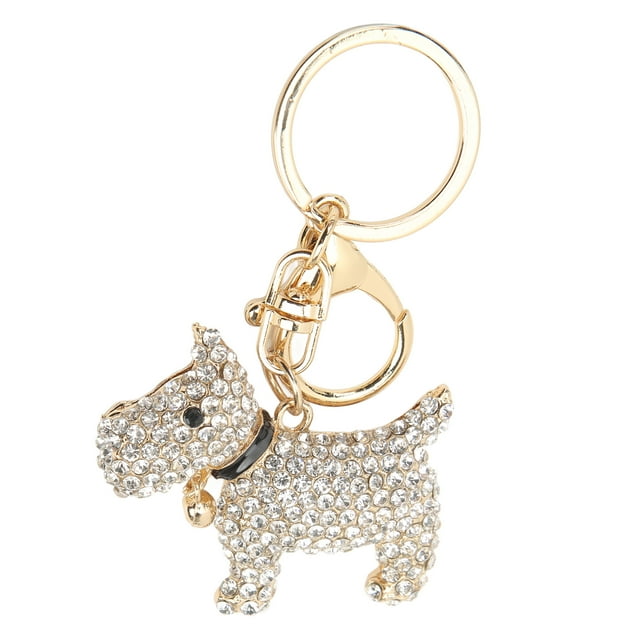 Llavero de cachorro con diamantes de imitación brillantes, llavero de Metal hecho a mano, innovador, para bolsos, mochilas, regalos colgantes decorativos