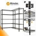 thumbnail image 6 of Ktaxon 1500LBS Heavy Duty Wire Shelving, 5-Tier Extra-wide Metal Shelves, Steel Garage Storage Rack, Adjustable DIY Corner Commercial Shelving for Pantry Storage Organizer, 58"W x 13.8"D x 71"H, Black, 6 of 15