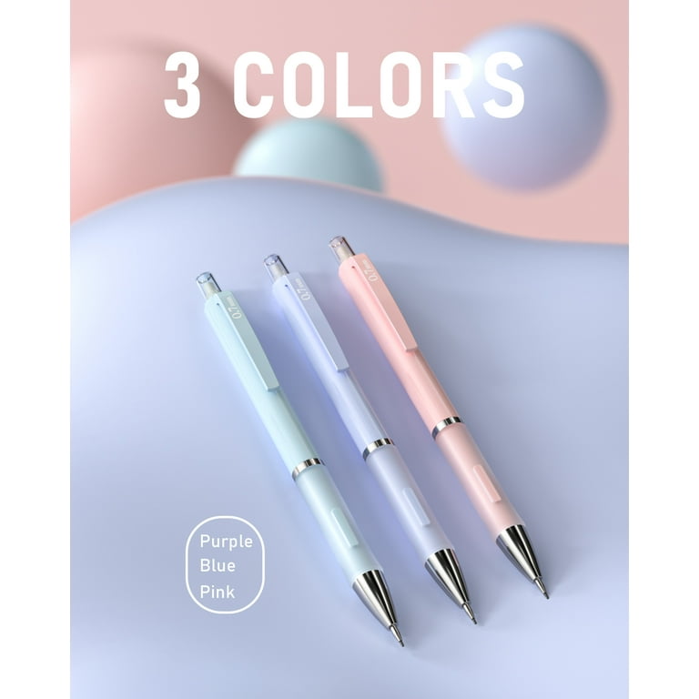 Four Candies Pastel Mechanical Pencil Set - 3PCS 0.7mm Mechanical Pencils  with 360PCS HB Lead Refills, 3PCS Erasers and 9PCS Eraser Refills, Cute