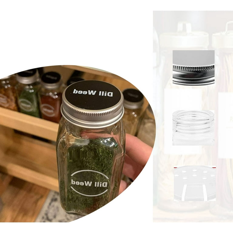 12 Airtight Glass Spice Jars with Bamboo Lids 8oz Spice Bottles White Spice Jars with Label & Spoon Design Inn