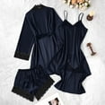 thumbnail image 3 of Gytharion Matching Pajama Sets for Women 4PC Silk Loungewear Set Soft Comfy Satin Nightdress Robe Cami Top and Short Pj Sets Lightweight Casual Lace Trim Sleepwear Outfit, 3 of 6