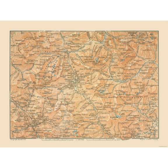 Historic Map - Austria Italy - Baedeker 1910 - 30.46 x 23 - Vintage Wall Art