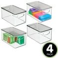 thumbnail image 2 of mDesign Plastic Office Storage Bin Box with Lid and Handles, 4 Pack, Clear/Gray, 2 of 8