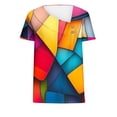 thumbnail image 4 of Top de Verano de las Mujeres, Cuello en V Moda Casual de Manga Corta Blusa, Primavera Y Verano Ligero Top, 4 of 9