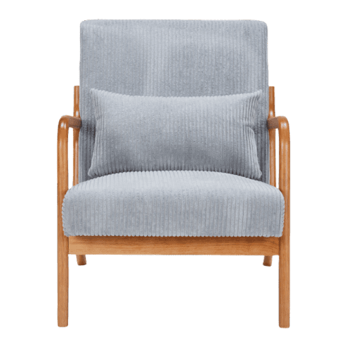 Dtwnek Modern Accent Chair with Pillow, Upholstered Armchair Reading Chair for Living Room, Bedroom, Office, Dark Gray