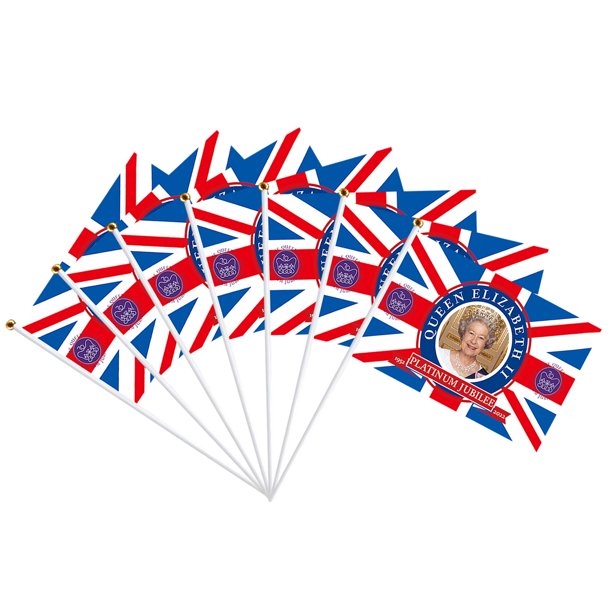 huoge 7Pcs Queen Jubilee Hand Waving Flag Queens Platinums Jubilee