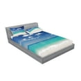 thumbnail image 2 of Ambesonne Tropical Fitted Sheet & Pillow Sham Set, Summer Beach Coast, Full, Blue Turquoise White, 2 of 2