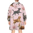 thumbnail image 2 of Wearable Oversized Blanket,Dogs with Pioneer Flower Wearable Blanket Hoodie for Adults,Cozy Hooded Blankets with Super Pockets,Super Warm Fuzzy Pullover for Women & Men, 2 of 6
