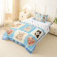 thumbnail image 2 of Homewish Blue Pet Cat Plaid Twin Comforter Sets,Lovely Floral Bedding Set,Polkadot Reversible,2pcs,1 Comforter and 1 Pillowcase, 2 of 7