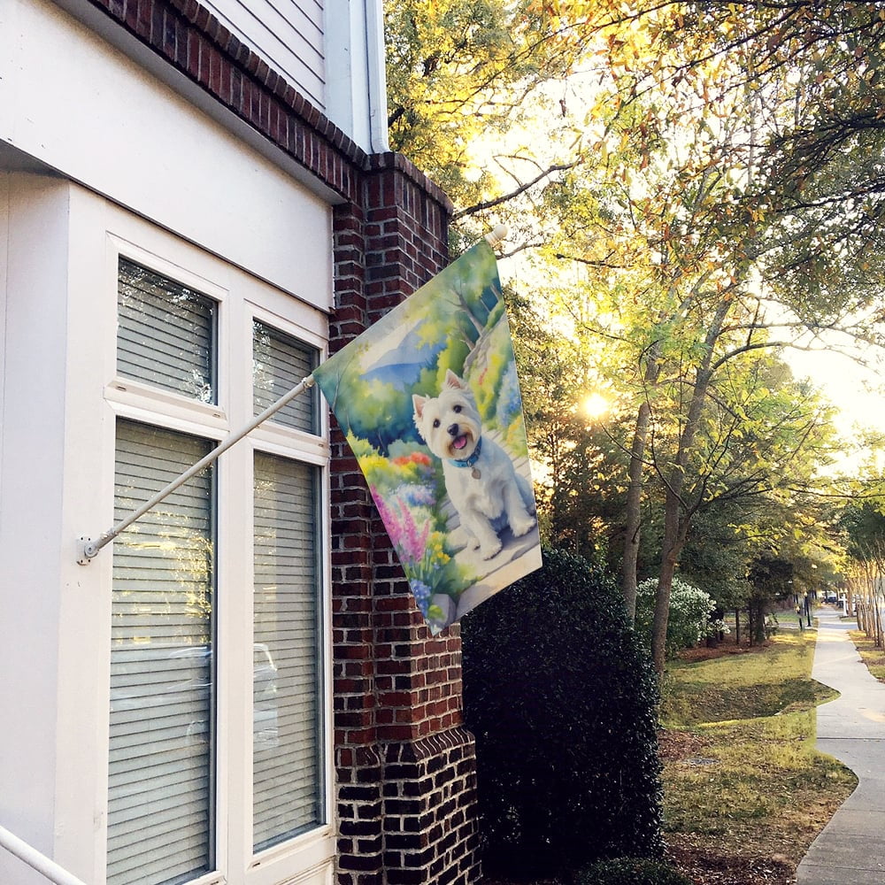 Westie Spring Path House Flag 28 in x 40 in