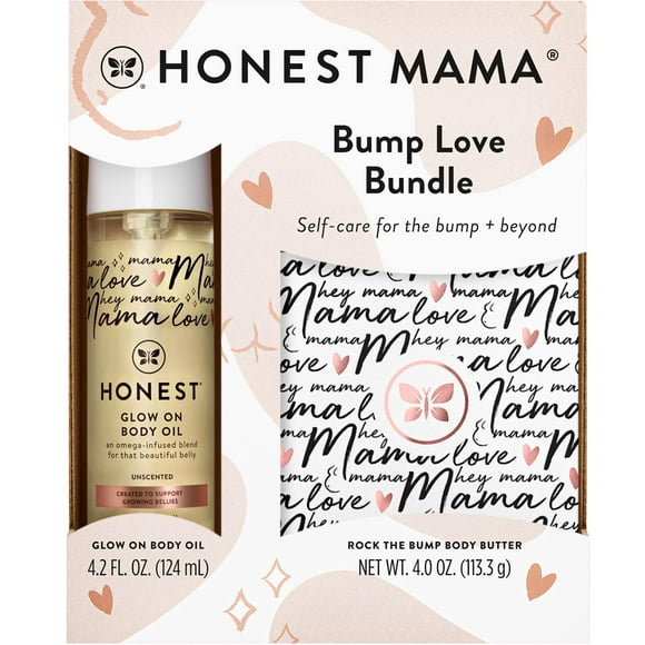 The Honest Company Honest Mama Body + Belly Bump Love Bundle | Moisturizing, Plant-Based Oil + Stretch Mark Butter Cream