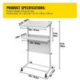 thumbnail image 3 of KFFKFF Upright Podium, Adjustable Height Mobile Speaker's Stand, Podium with 4 Movable Wheels, Underneath Storage Shelf Floor Podium, White Podiums for Educational Setting,Religious Gathering, 3 of 9
