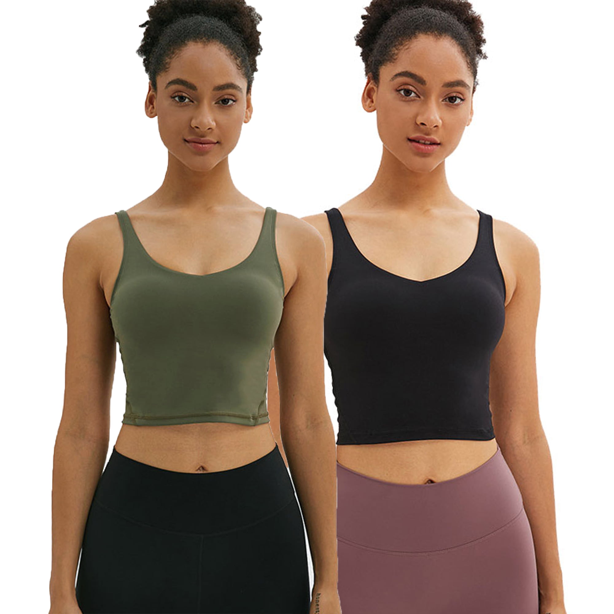 2Pcs Women's Seamless Wireless Sports Yoga Bra Crop Top Vest Bras Shapewear 