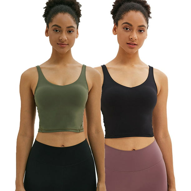 High-coverage Camisoles Women's Sports Bras Comfy Padded Gym Workout  Longline Crop Top Sleeveless Super Breathable Running Yoga Crop Tank Tops -  Walmart.com