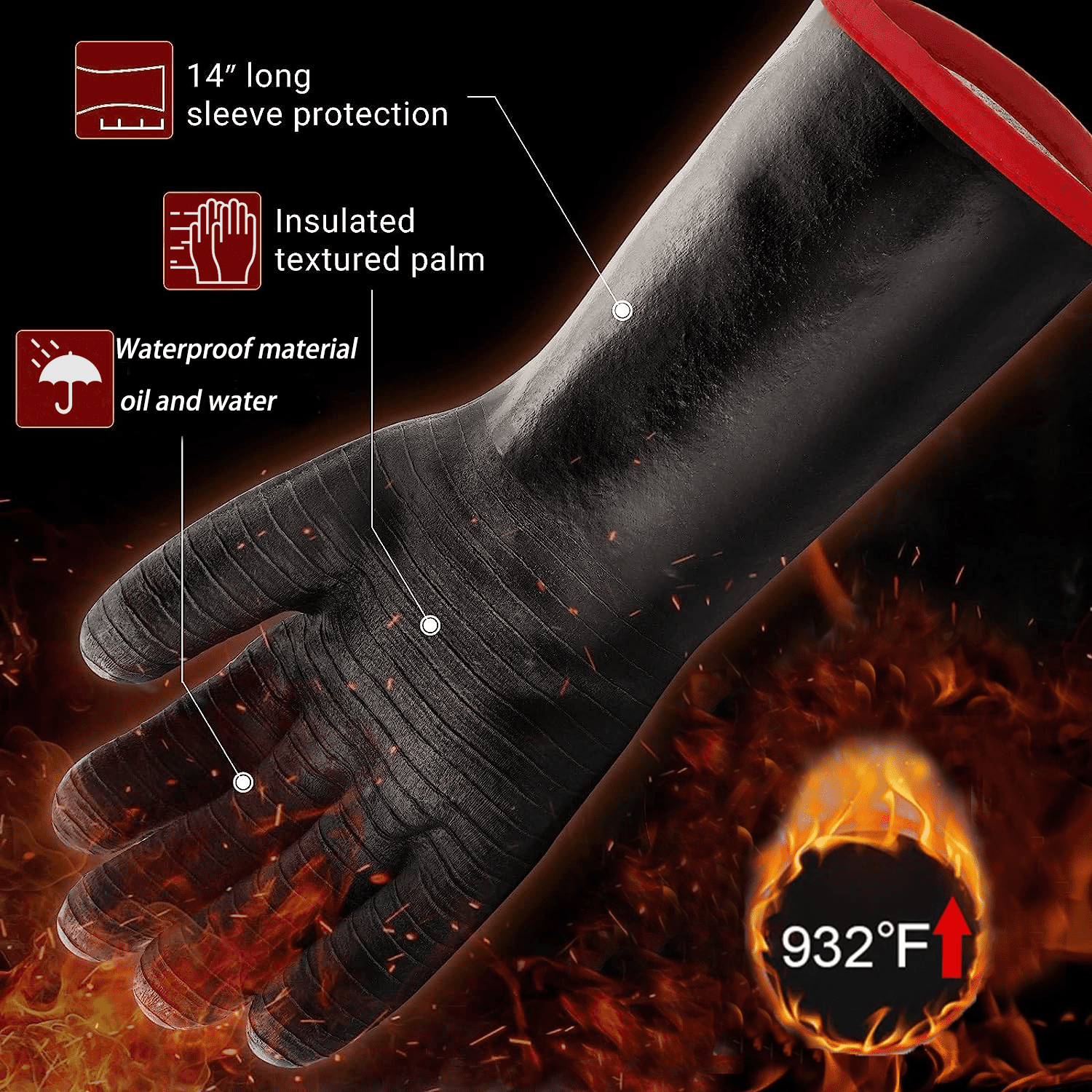 RAPICCA Heat Resistant BBQ Gloves for Smoker/Grill/Deep Frying/Waterpr –  RAPICCA INC.