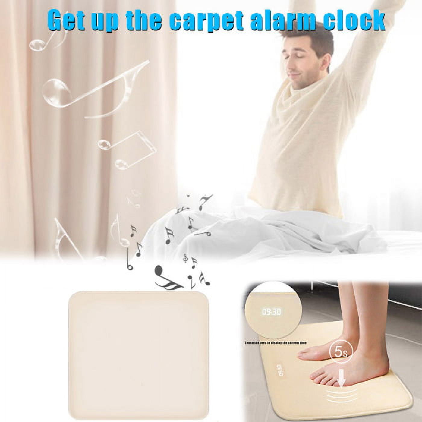 Hibibud  Clock Stand on Pressure Sensitive Battery Smart Alarm Clock Mat Floor Rug LED Time