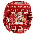 thumbnail image 4 of Sweat à Capuche pour Hommes Automne et Hiver Produits de Noël Col Rond Double Couche Flocon de Neige Drôle Père Noël et Imprimé Col Rond Sweat à Capuche, 4 of 4