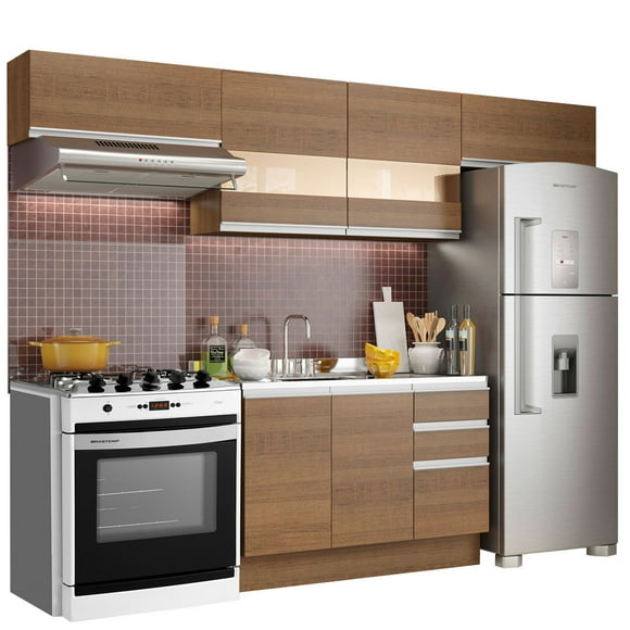 Cocina Integral 280cm Marrón Madesa Marina