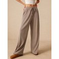 thumbnail image 5 of Women Wide Leg Pants with Pocket High Waisted Lounge Palazzo Autumn and Winter Pants Khaki L, 5 of 9