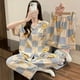 thumbnail image 4 of Pijamas de mujer de verano de manga corta para mujer Pantalones cortos Cárdigan Traje de tres piezas Ropa fina de dibujos animados para el hogar Primavera y otoño, 4 of 4