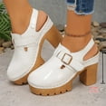 thumbnail image 5 of Womens Sandals Comfortable Chunky Heel Closed Toe Casual High Heel Shoes Women Fashionable Casual Solid Color Versatile Thick Heel Sandals Outerwear, 5 of 9