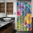 thumbnail image 4 of Small Stall Mandala Boho Floral Shower Curtain Half 36Wx72H Inch Unique Colorful Bohemian Fancy Beautiful Retro Paisley Watercolor Flower Single Narrow Polyester Waterproof Bathroom Decor, 4 of 6