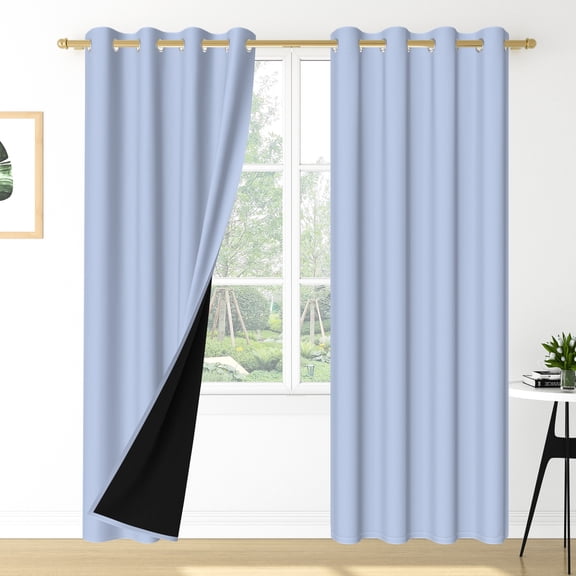 Nanqianyi Light Bluish Purple Blackout Curtains 42 x 96 inch Set of 2 Panels/Thermal Insulated Room Darkening Bedroom Grommet Curtains