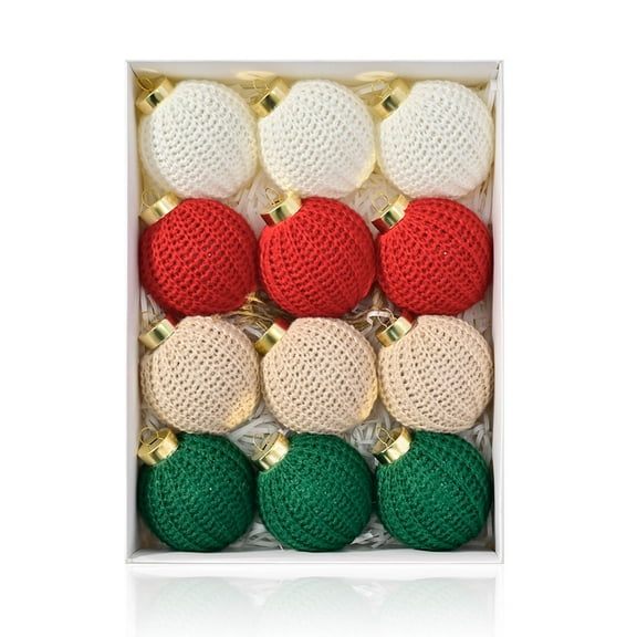 ddioayh Handcrafted Shatterproof Durable Christmas Ornament Set With Cotton Rope, 12Pcs Holiday Tree Decorations for Home & Party