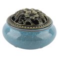 thumbnail image 2 of Handmade Ceramic Cigarette Incense Burner with Antique Alloy Cover(Sky Blue), 2 of 7