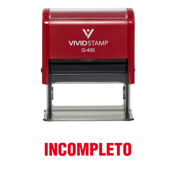 Vivid Stamp Incompleto Spanish Teacher Self Inking Rubber Stamp (Red Ink) - X-Large