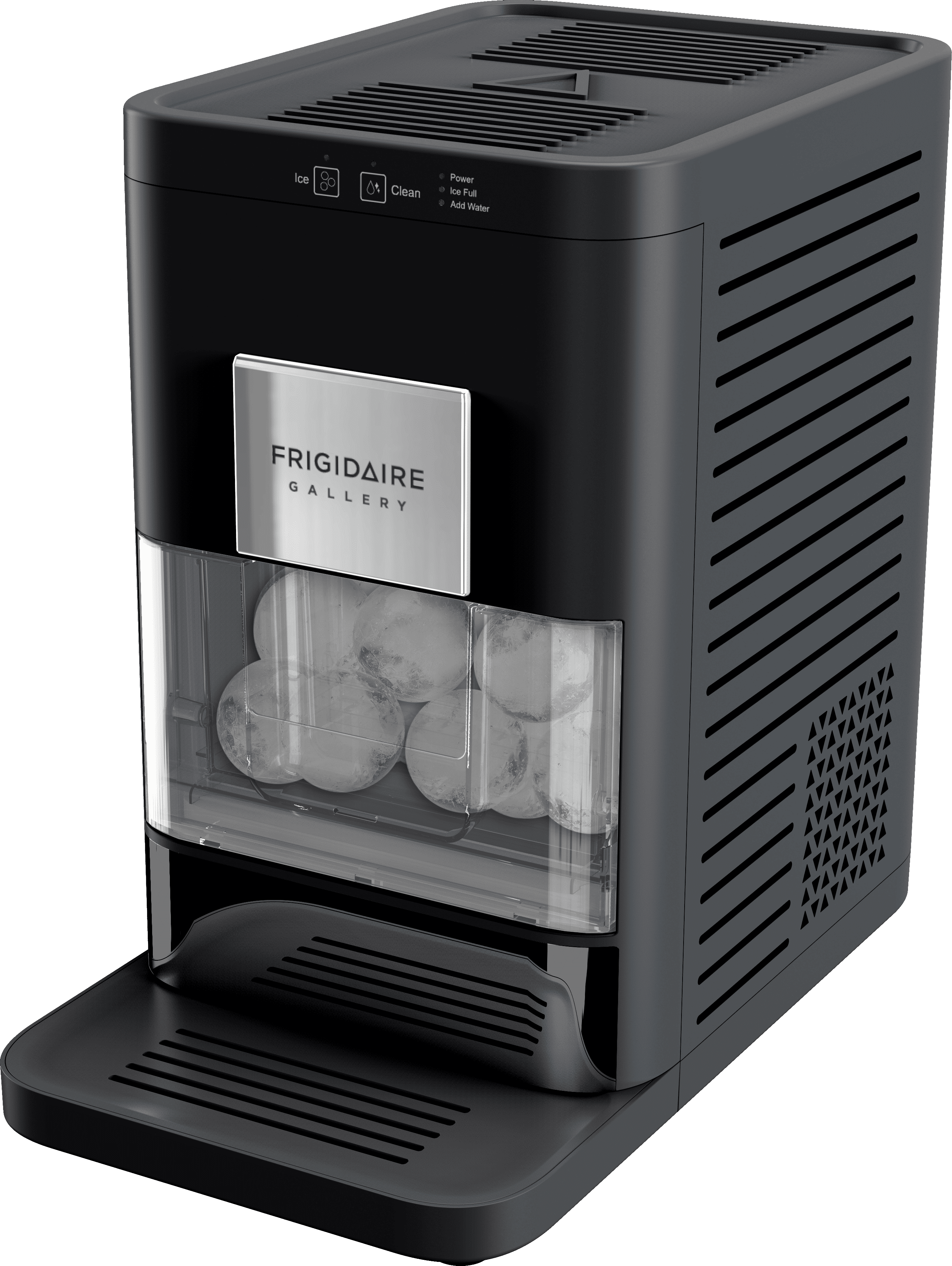 Frigidaire Gallery Clear Ice Maker with Sphere Ice, Countertop Ice Maker for Whiskey & Cocktails, Stainless Steel Black