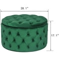 thumbnail image 3 of Homebeez Round Storage Ottoman Button Tufted Footrest Stool Coffee Table Children Sofa Stool,Green, 3 of 10