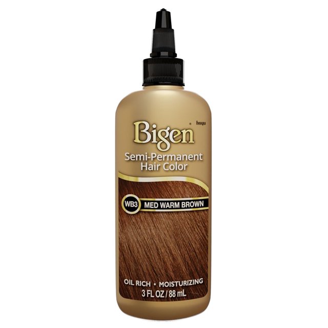 Color de cabello semipermanente Bigen marrón medio cálido WB3 (paquete de 3)