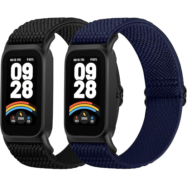 wonima11 2 Pack Elastic Bands Compatible with Xiaomi Smart Band 9 Active Women Men, Soft Nylon Replacement Sport Wriststrap for Redmi Band 3